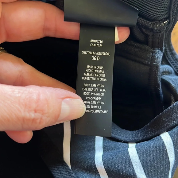 Coco Reef Pure Racerback Underwire Bikini Top - Serenity Stripe 36D - Picture 4 of 12